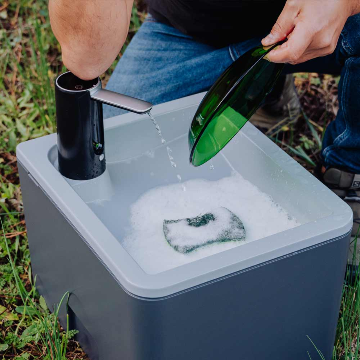TRELINO Splash Premium - Waschbecken Groesse S Anthrazit mit magnetischen Holzdeckel - T6-01022
