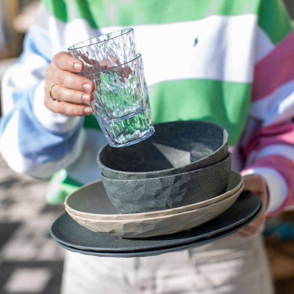 KOZIOL Geschirrset CLUB nature ash grey-desert sand 8-tlg- - Kozio-Nr. 8911465