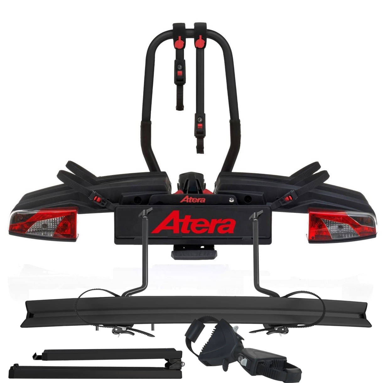 ATERA GENIO PRO Advanced 022784 Fahrradtraeger 2er Red Edition faltbar fuer 3 Raeder 2-1 plus Auffahrschiene faltbar- Fahrradtraeger fuer die Anhaengerkupplung von ATERA aus dem Allgaeu- Neueste Update-Version ab 08-2021