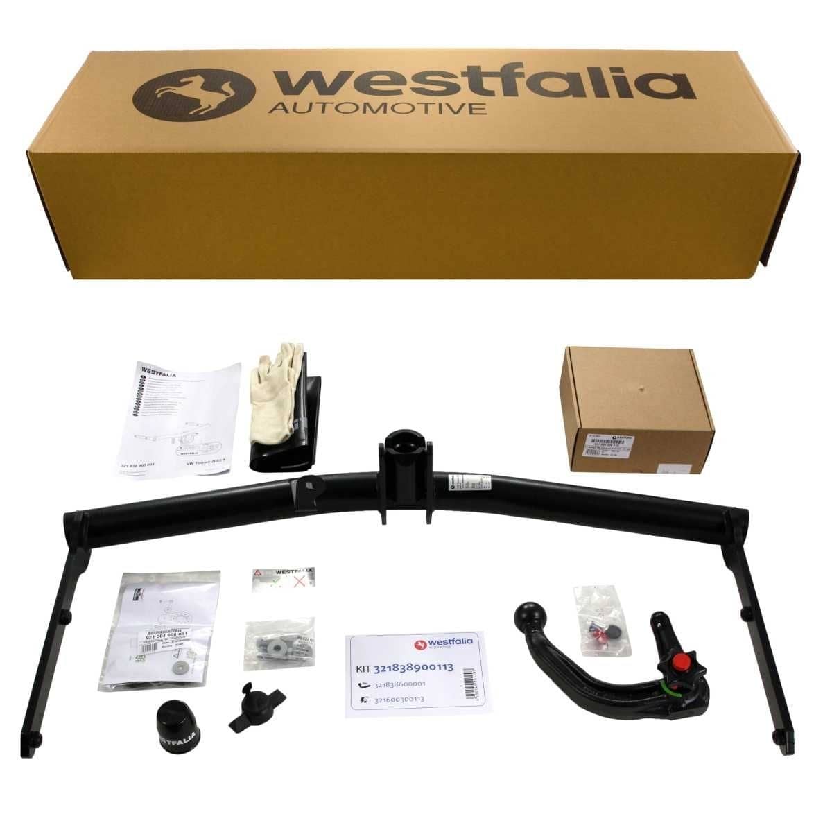 Westfalia Abnehmbare Anhaengerkupplung fuer VW Touran -inkl Cross- -BJ 03-2003-09-2015- - im Set mit 13-pol. fahrzeugspezifischem Elektrosatz - 321838900113