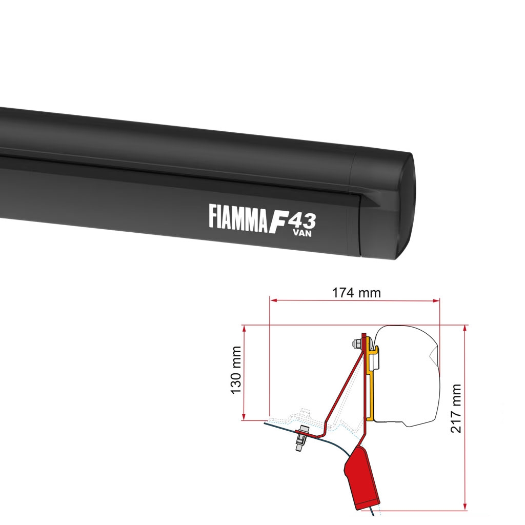 FIAMMA Markise F43 Van 270 Deep black inkl- Adapterkit Ford Custom Nugget Faltdach Bj. 2015-2024 H1-08833A01R 98655Z114