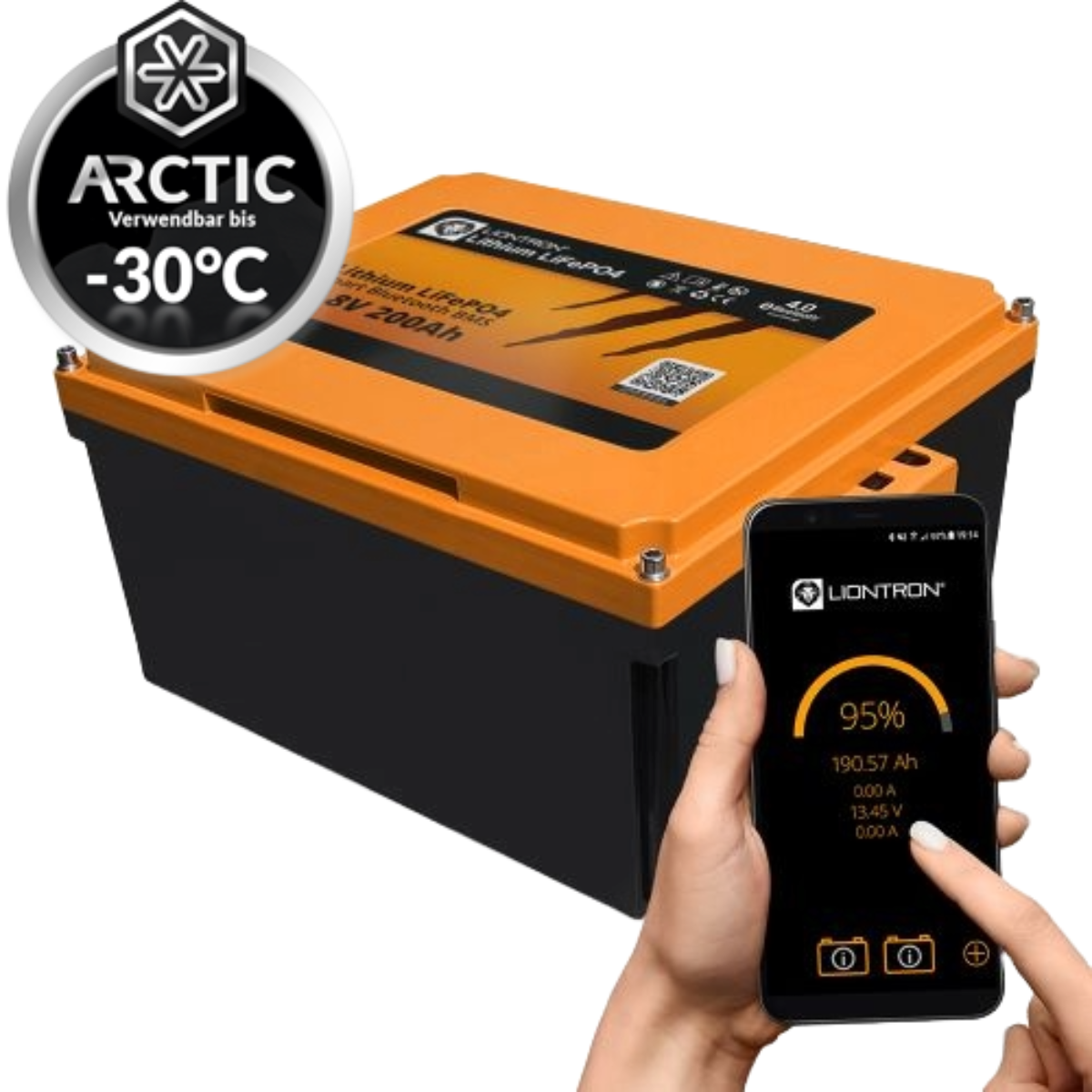 LIONTRON Lithium-Batterie LiFePO4 12-8V 200Ah Arctic Untersitz-Batterie LX Smart BMS mit Bluetooth - LIDUCSM12200LX-A