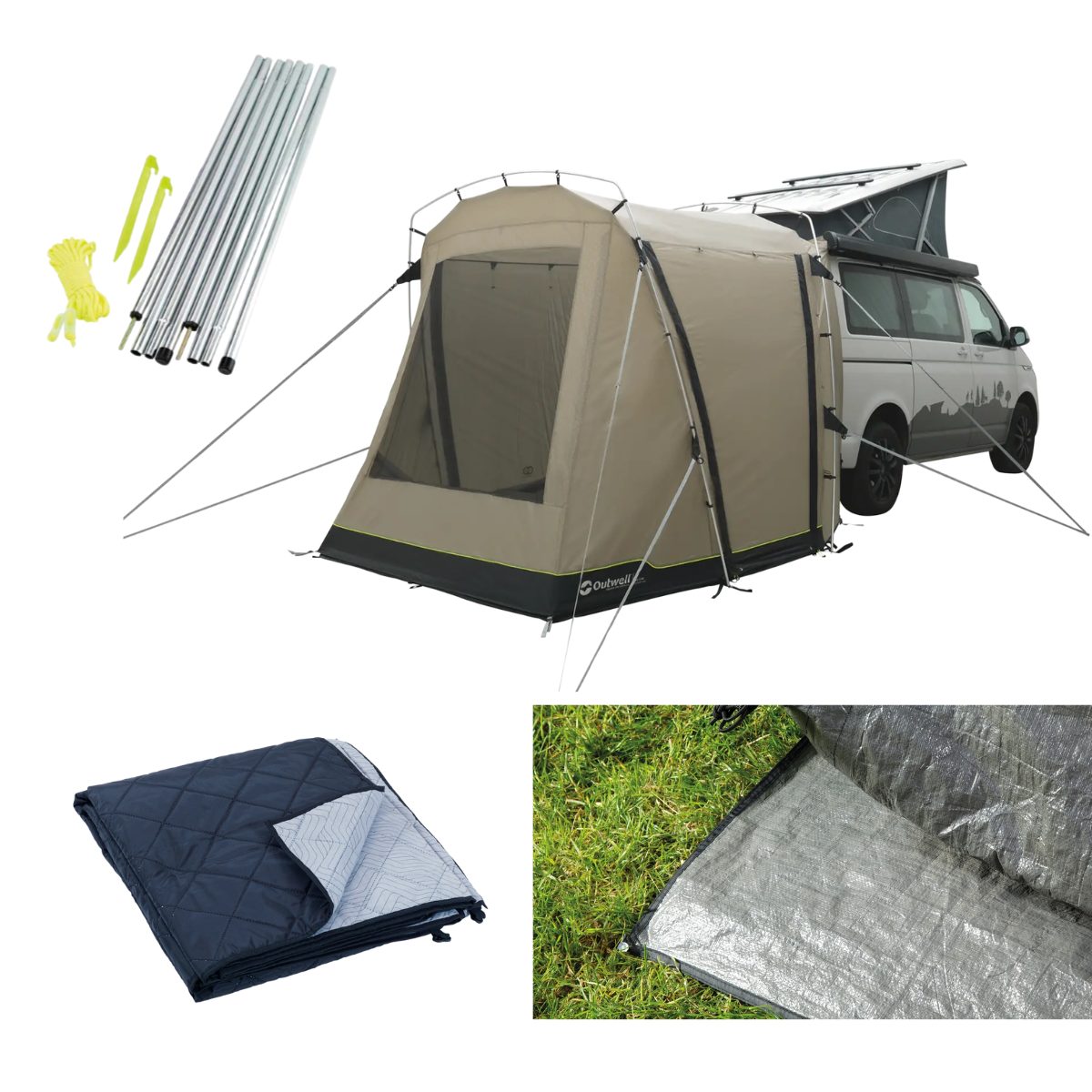 Outwell Busvorzelt Heckzelt Desert Van inkl. Gestaengeset Stahl- Teppich und Unterlage - 111556