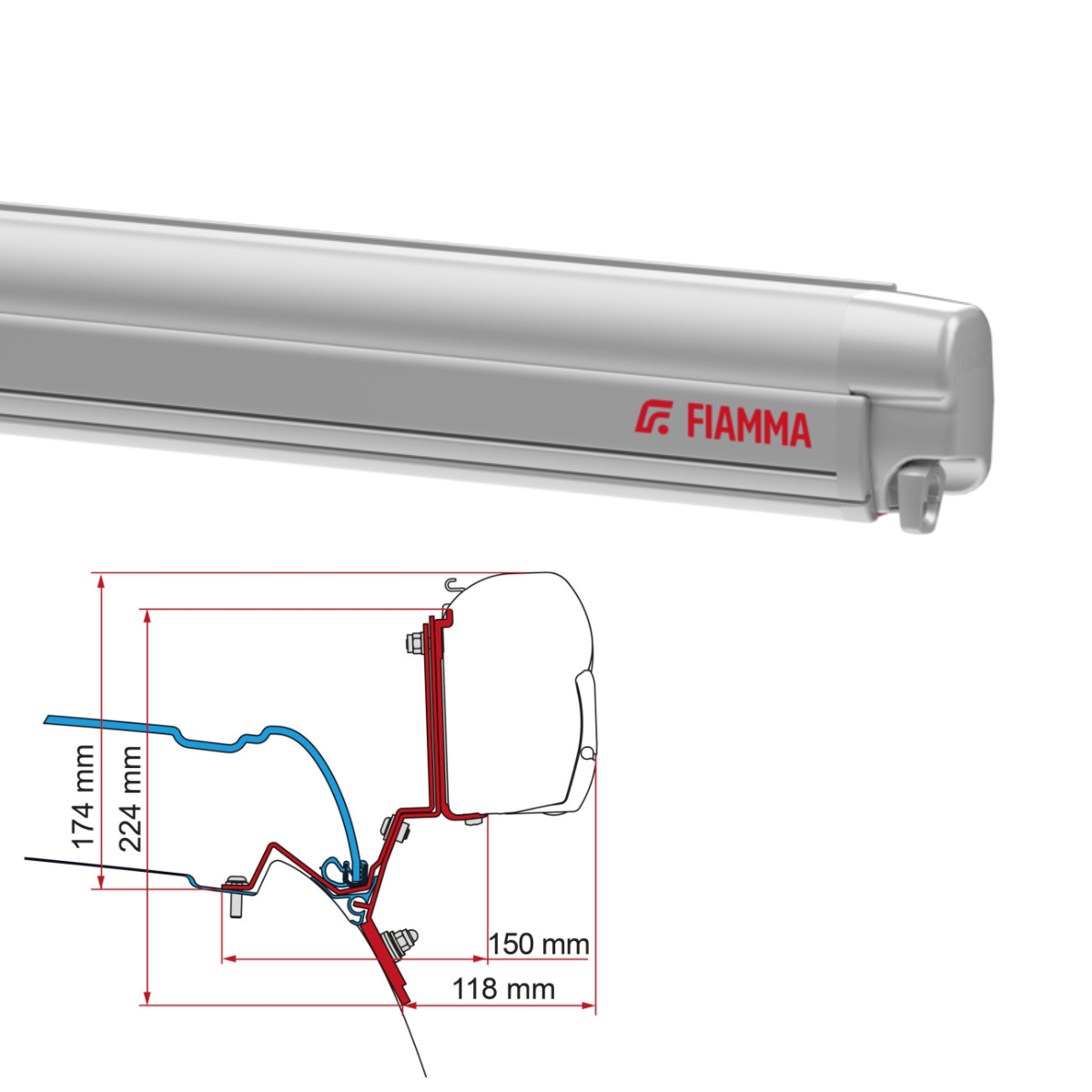 Markise FIAMMA F45 S 260 Royal grey Huis titanium incl. Adapterkit Mercedes V Klasse Marco Polo Markise FIAMMA F45 S 260 Royal grey Gehaeuse titanium inkl. Adapterkit Mercedes V Klasse Marco Polo - 06290H01R 98655Z022
