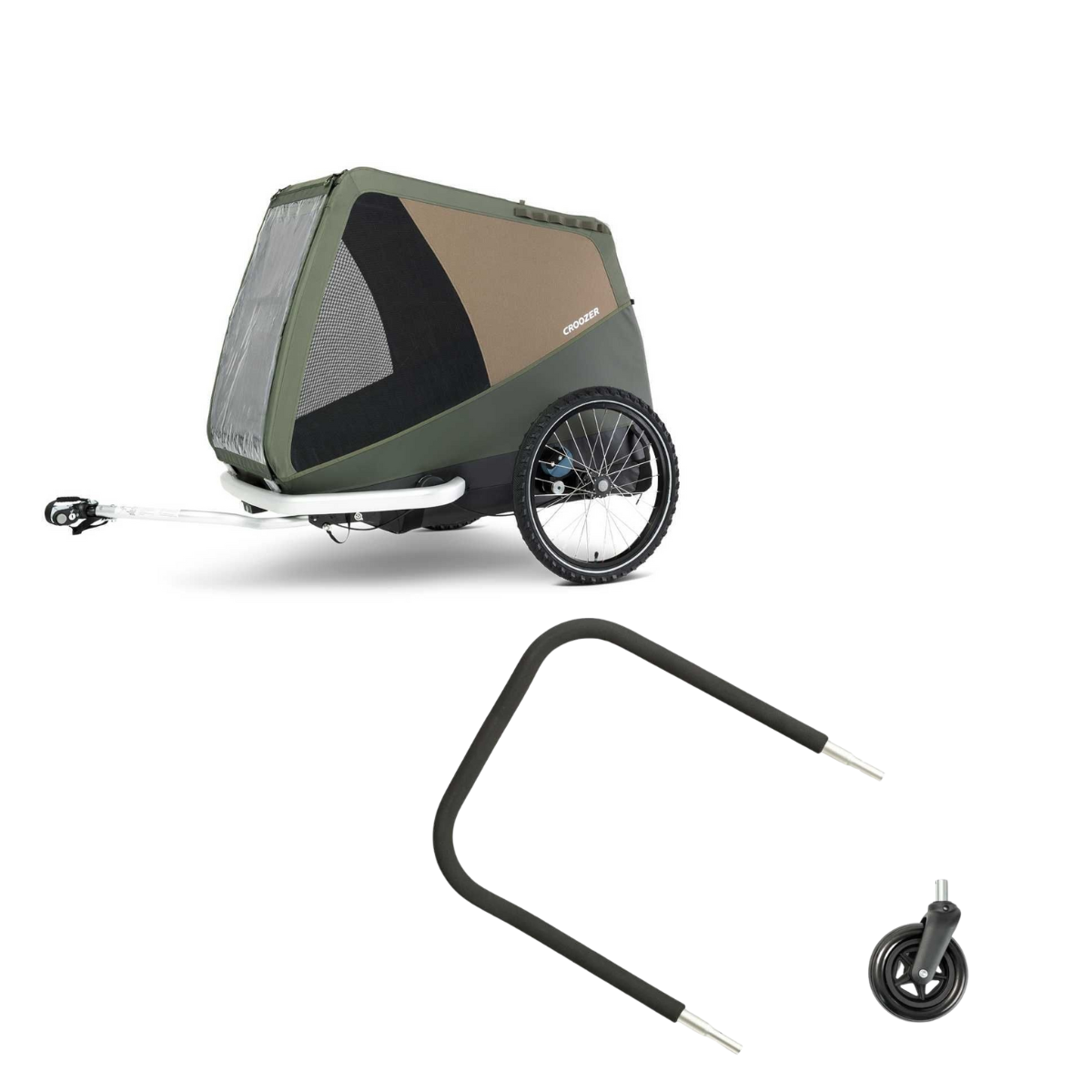 CROOZER Hundefahrradanhänger Dog Tammo Moss Green mit Buggy-Set