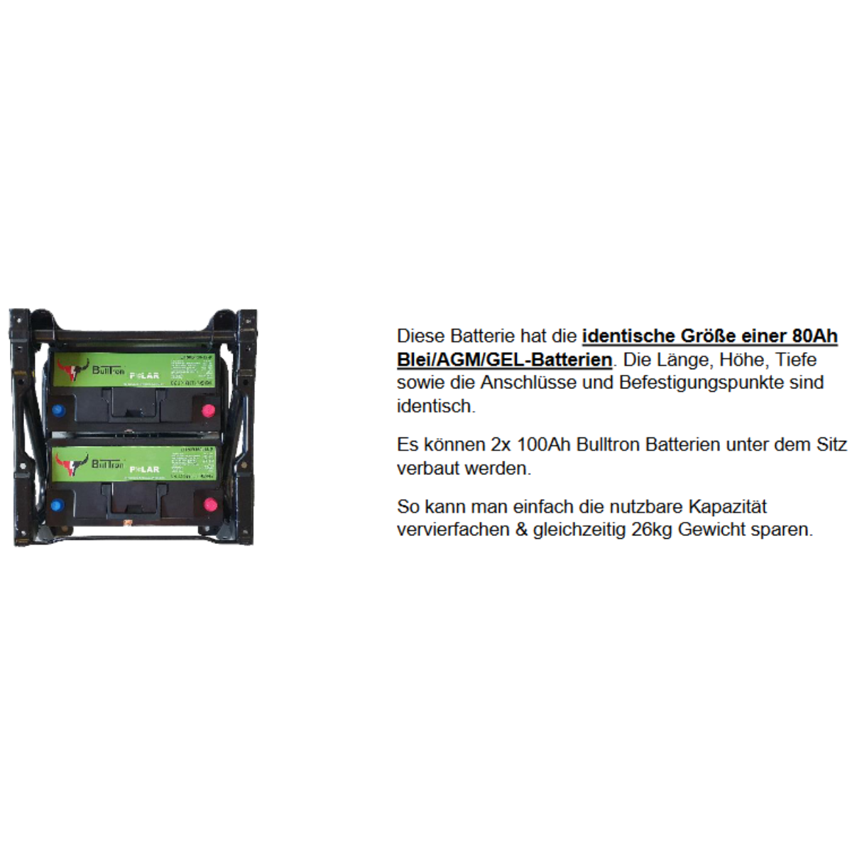 BULLTRON Lithium-Batterie BASIC 100Ah 12V inkl. BMS 100A Dauerstrom - LI100B150-12-B