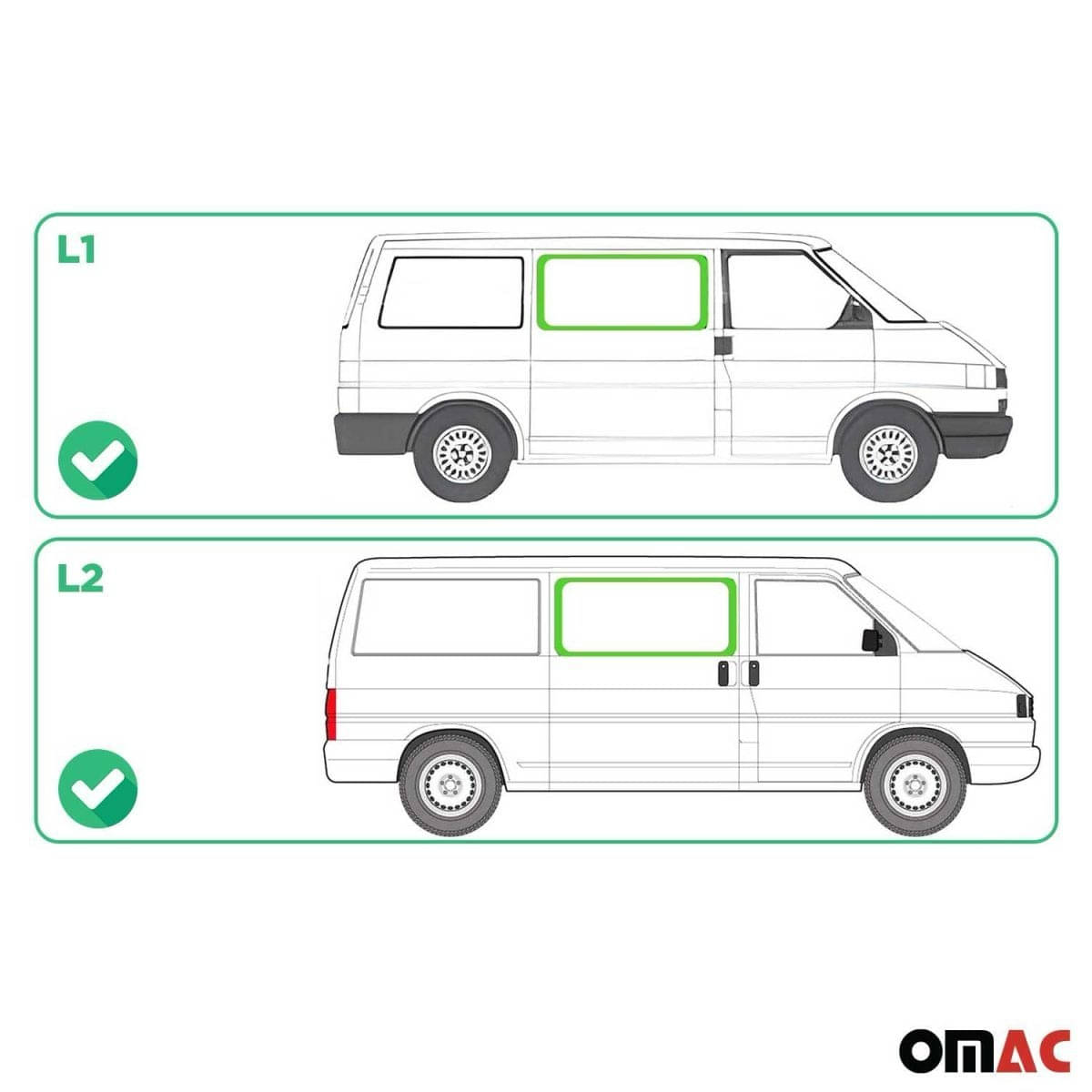 OMAC Seitenfenster Seitenscheibe VW T4 L1/L2 Bj. 1990-2003 Vorne Rechts OMAC Seitenfenster Seitenscheibe VW T4 L1-L2 Bj. 1990-2003 Vorne Rechts - 7521405-1FSFR