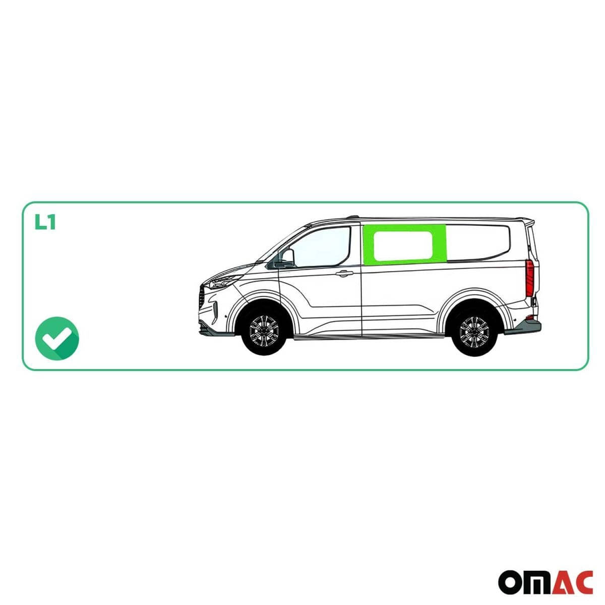 OMAC Seitenfenster Seitenscheibe Ford Transit Custom V710 L1-L2 ab Bj. 2023 Vorne Links - 2659405-1FSFL