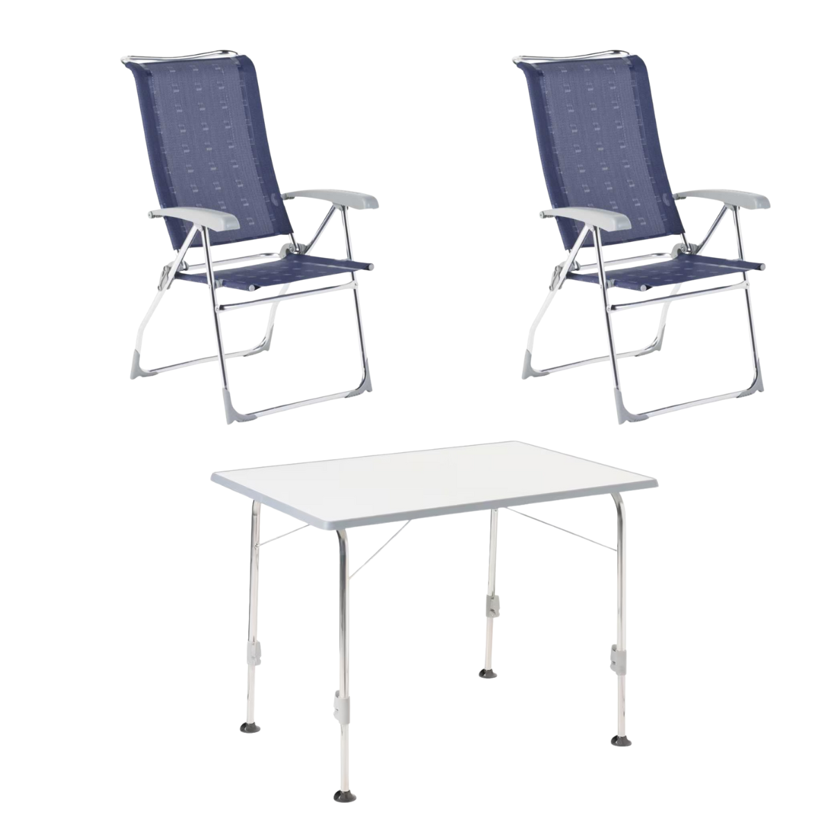 DUKDALF Stuhl Aspen blau 2er-Set - Tisch STABILIC II 100x68 cm hellgrau - 42-01-4611-0 40-24-1006.8