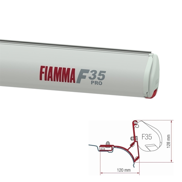 Markise FIAMMA F35 Pro Royal grey 270 cm Gehaeuse titanium inkl. Adapter VW T5 T6 Multivan Transporter ohne C-Schiene