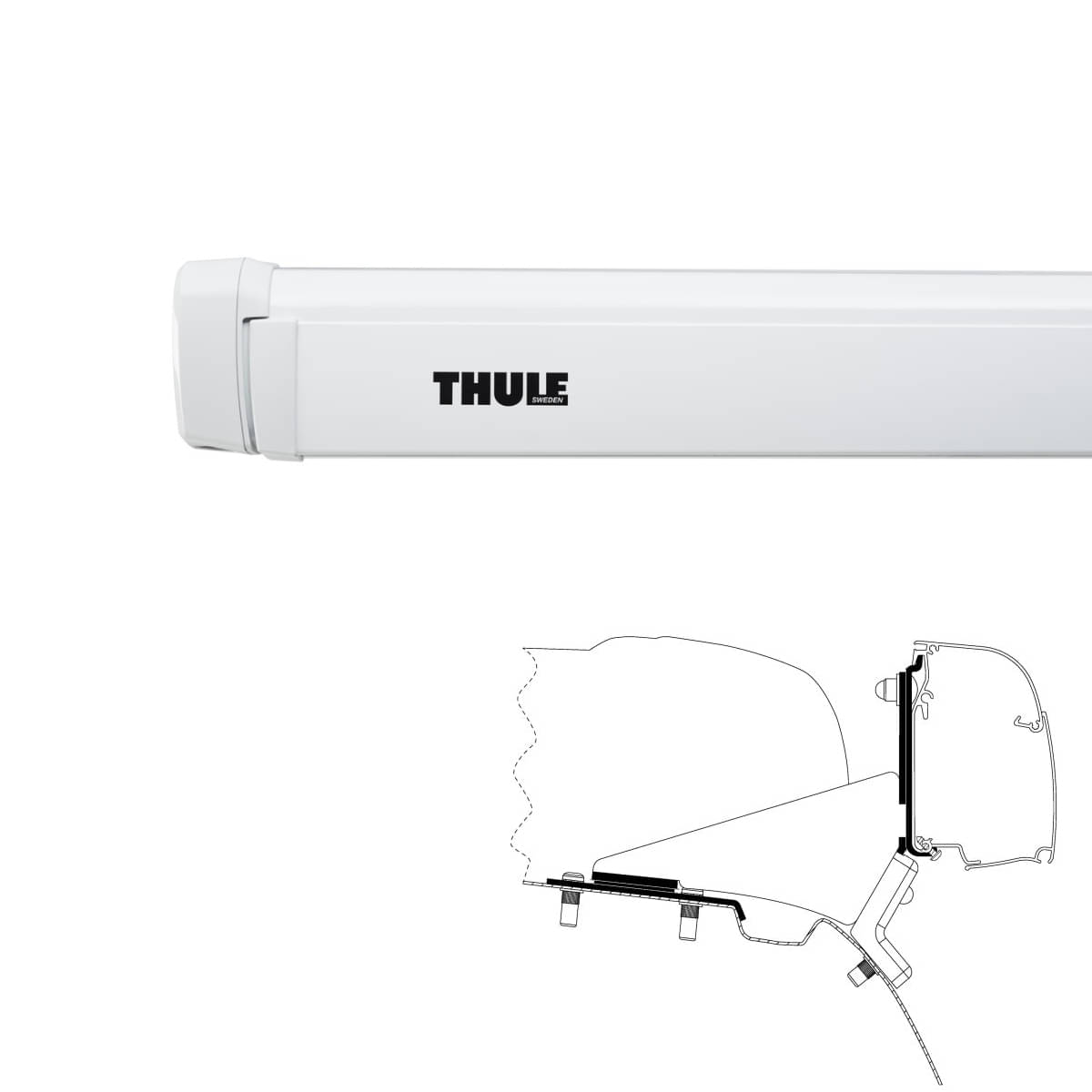 THULE Omnistor Markise 4200 Gehaeuse weiss Tuch Mystic grau 260 cm - 302800