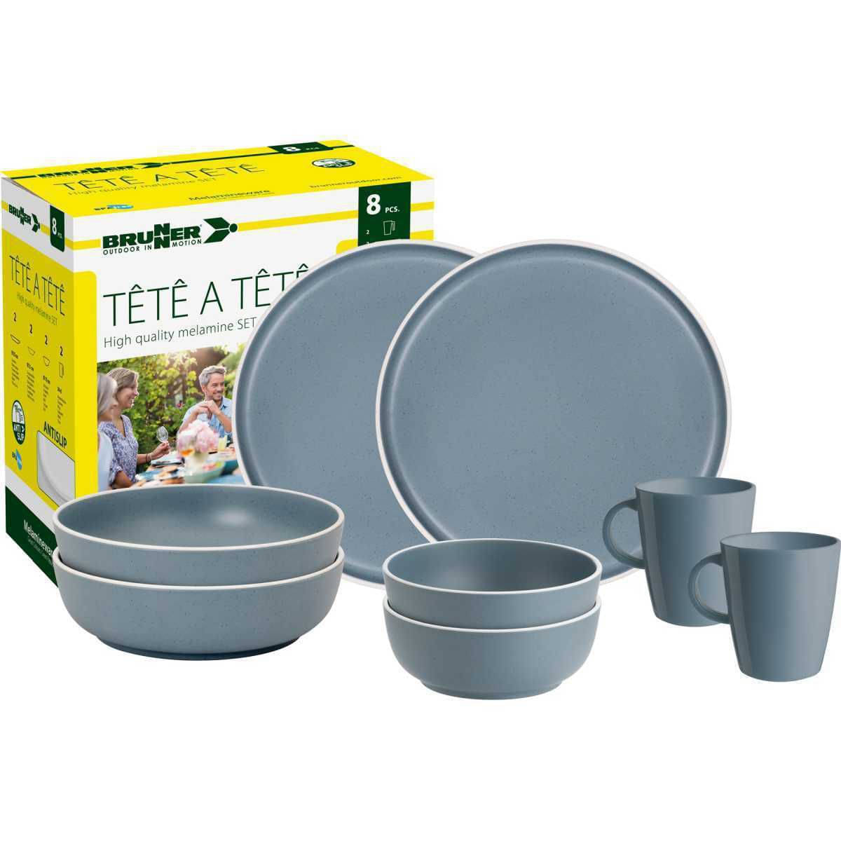 BRUNNER Dolomit Tete-a-Tete Geschirrset blau 8-tlg BRUNNER Dolomit Tete-a-Tete Geschirrset blau 8-tlg - 0830143N.C28