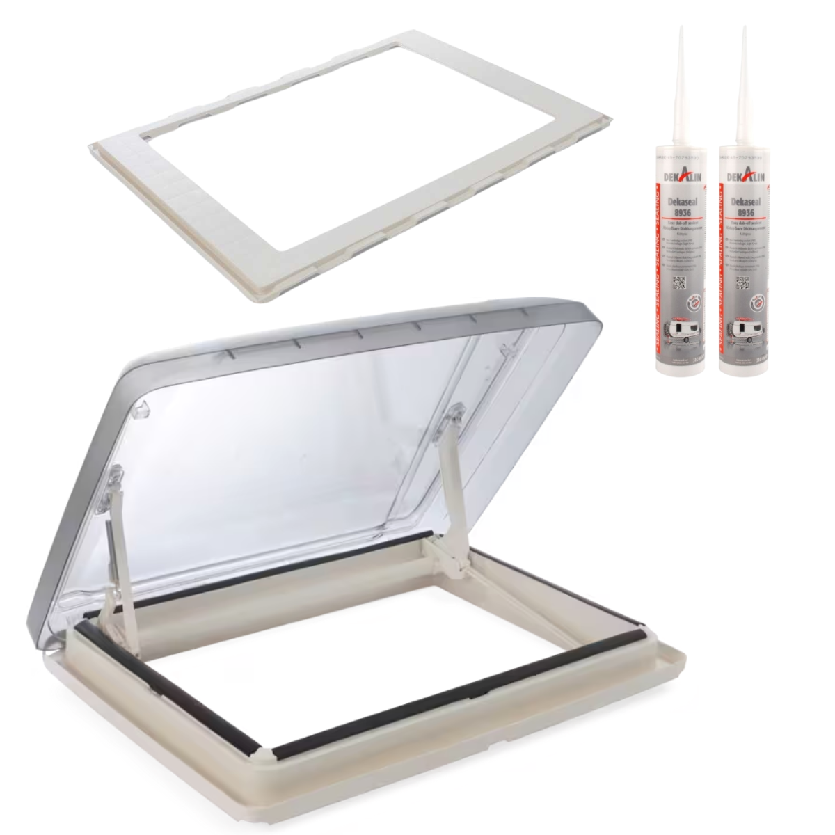 MPK Dachhaube VisionStar L Ausschnitt 70 x 50 cm 25-60 mm cremeweiss ohne LED - Fiat Ducato-Set 2.0 - 7503PW 7050ARW1