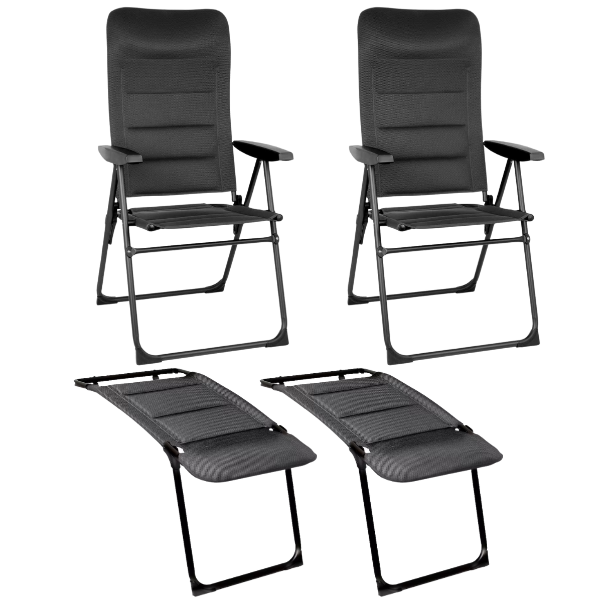 BRUNNER Campingstuhl SKYE 3D RT Schwarz mit Beinauflagen 2er-Set - 0404060N-C09 0404079N.C09
