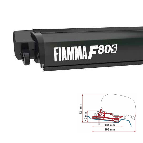 Markise FIAMMA F80 S 320 Royal grey Gehaeuse deep black inkl. Adapter Ford Transit H3 L3 ab 2014