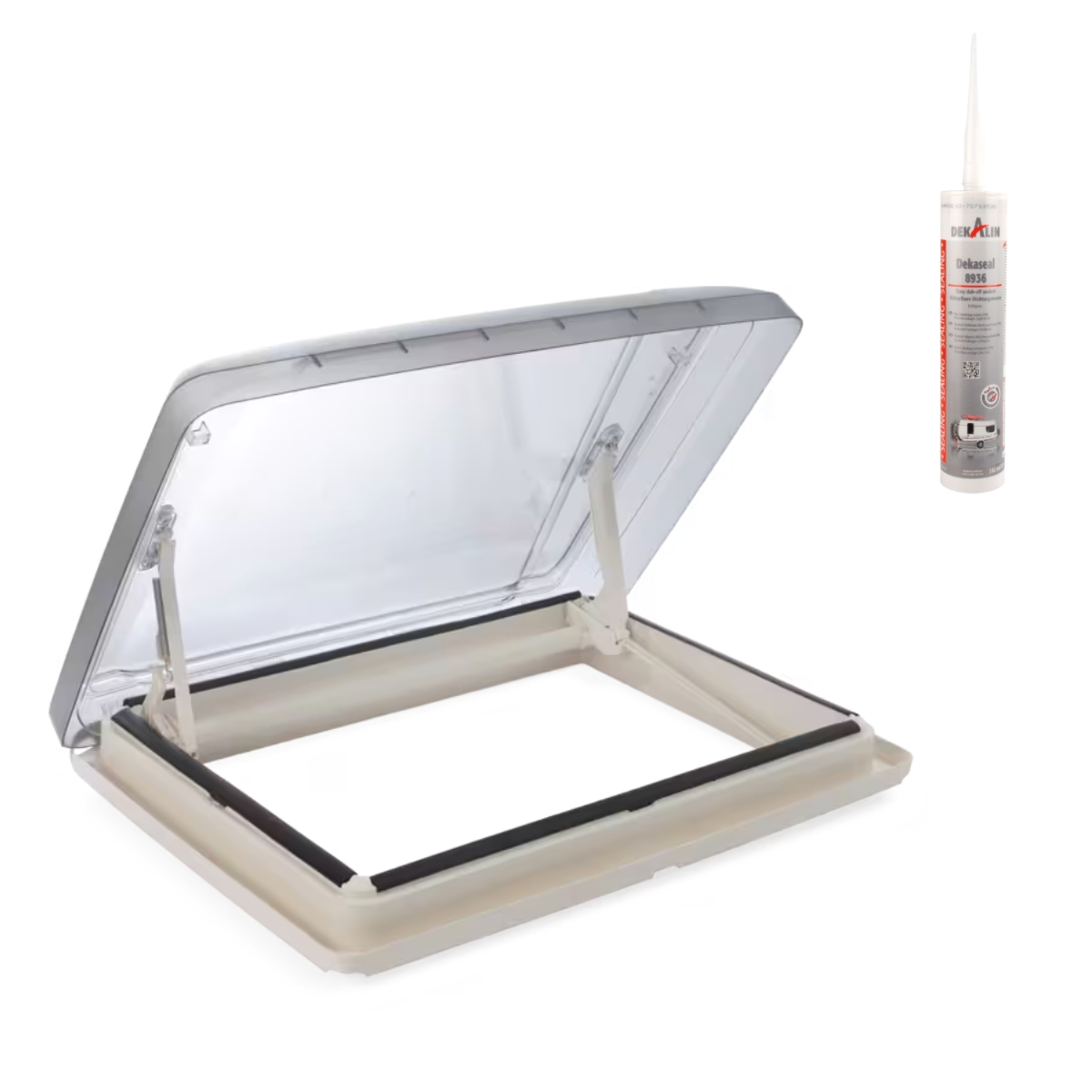 MPK Dachhaube VisionStar L Ausschnitt 70 x 50 cm 25-60mm cremeweiss ohne LED - DEKAseal 8936 Dichtmasse - 7503PW