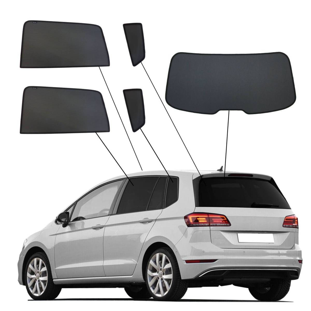 WINDESA SunClip Sonnenschutz - Sichtschutz VW Golf 7 Sportsvan Bj. 2014-2020 Set ABC - sun-10396abc