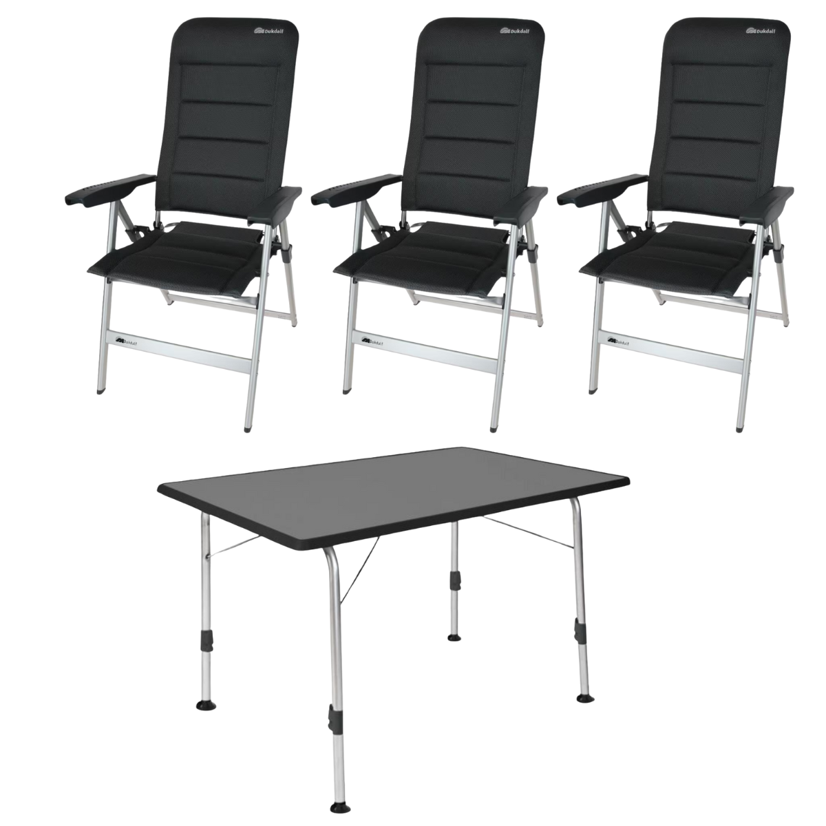 DUKDALF Stuhl Brillante 3D Mesh anthrazit 3er-Set & Tisch STABILIC III 115x70cm anthr. DUKDALF Stuhl Brillante 3D Mesh anthrazit 3er-Set - Tisch STABILIC III 115x70cm anthr- - 41-14-8800-4 40-24-1157.4