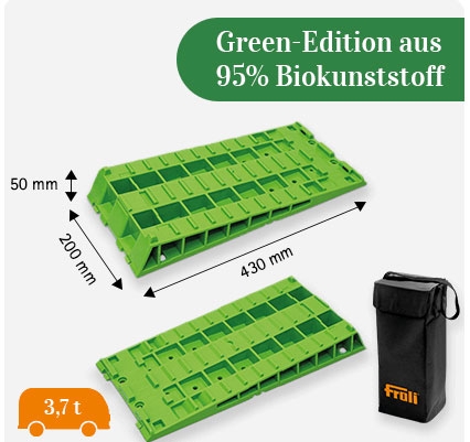 FROLI Kompaktkeil Auffahrkeil 2er-Set mit Tasche green Edition - 77306