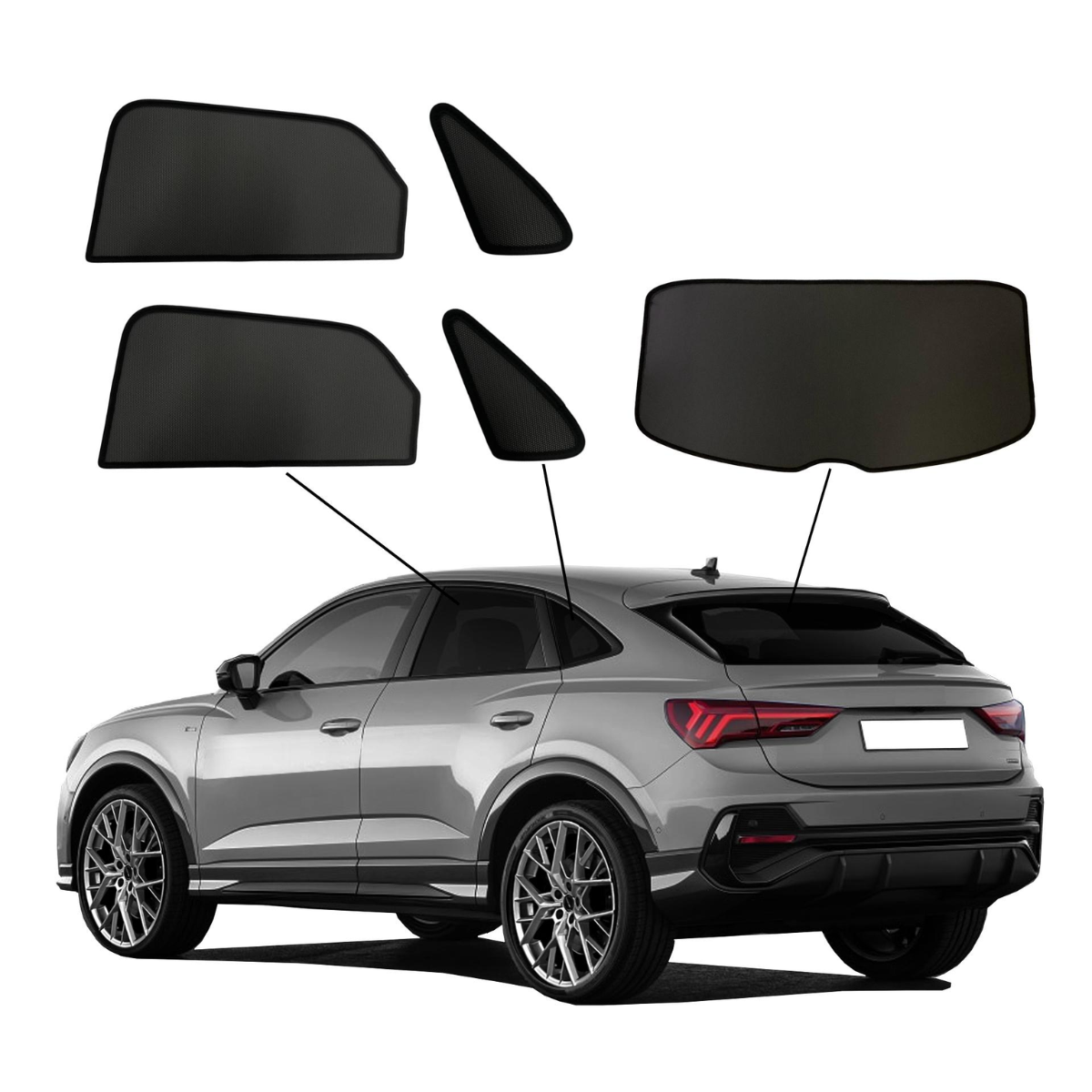 WINDESA SunClip Sonnenschutz & Sichtschutz Audi Q3 Sportback ab Bj. 2025 Set ABC WINDESA SunClip Sonnenschutz - Sichtschutz Audi Q3 Sportback ab Bj. 2025 Set ABC - sun-10368abc