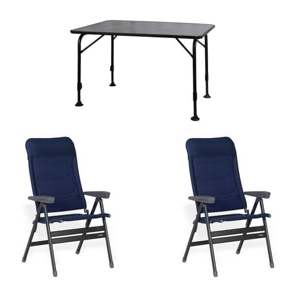 Set WESTFIELD Tisch Universal & 2 Stühle Advancer XL dark blue Set 1 Tisch WESTFIELD Universal Tisch 120 x 80 cm - Avantgarde Series - 101-740 und 2 Stuehle WESTFIELD Advancer XL Stuhl dark blue - Performance Series - 201-883 DB