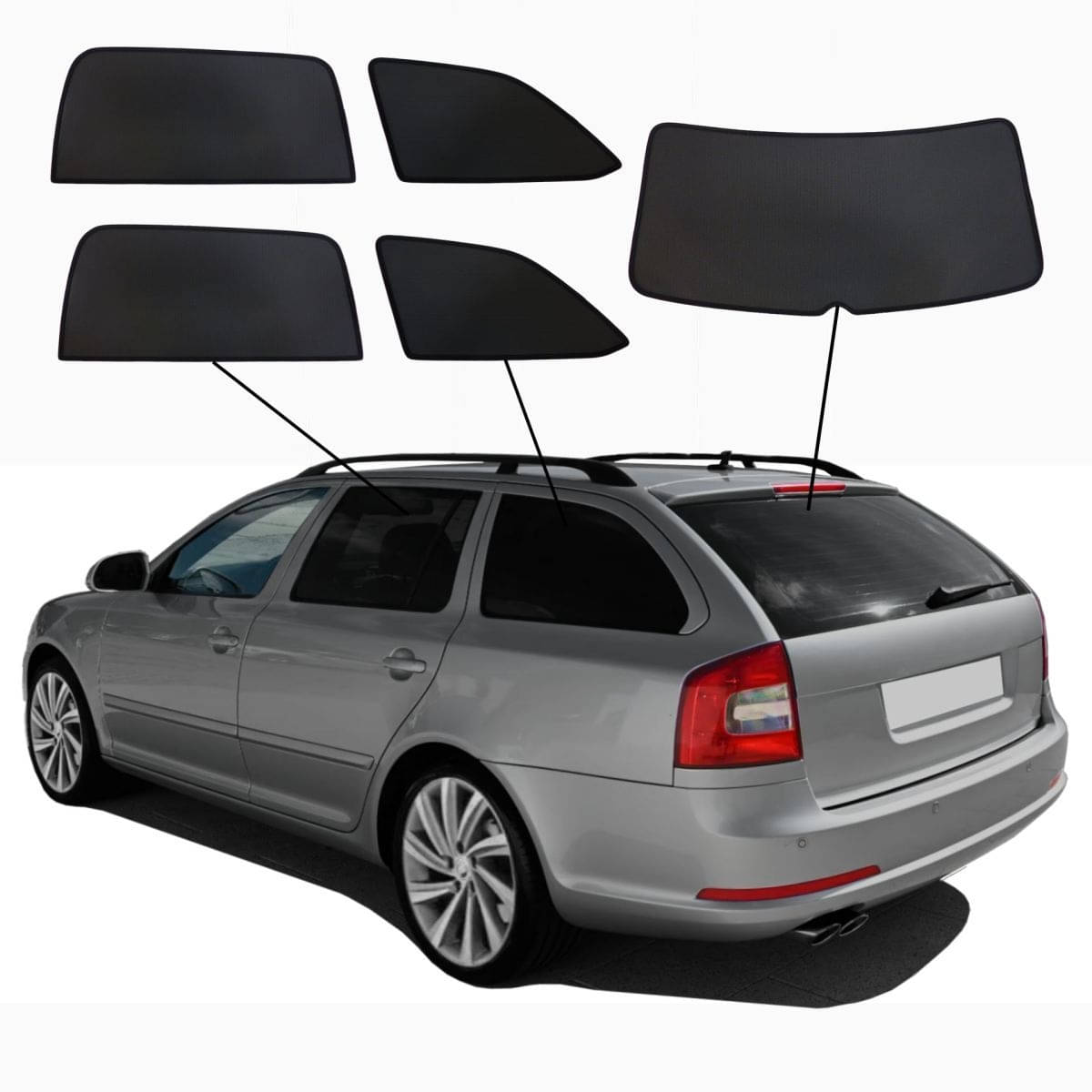 WINDESA SunClip Sonnenschutz - Sichtschutz Skoda Octavia II Bj. 2004-2013 Set ABC - sun-10356abc
