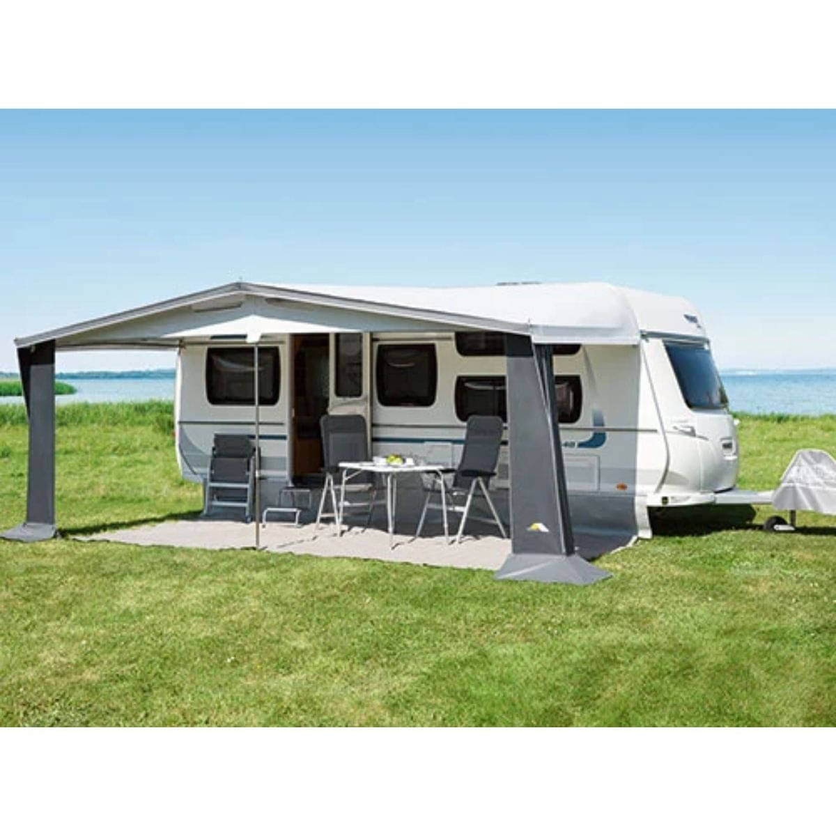 DWT Wohnwagen-Vorzelt PRINZ PLUS Gr. 16 Umlaufmass 1001-1030 cm Tiefe 240 cm Spar-Paket Stahlgestaenge - 126026SP0