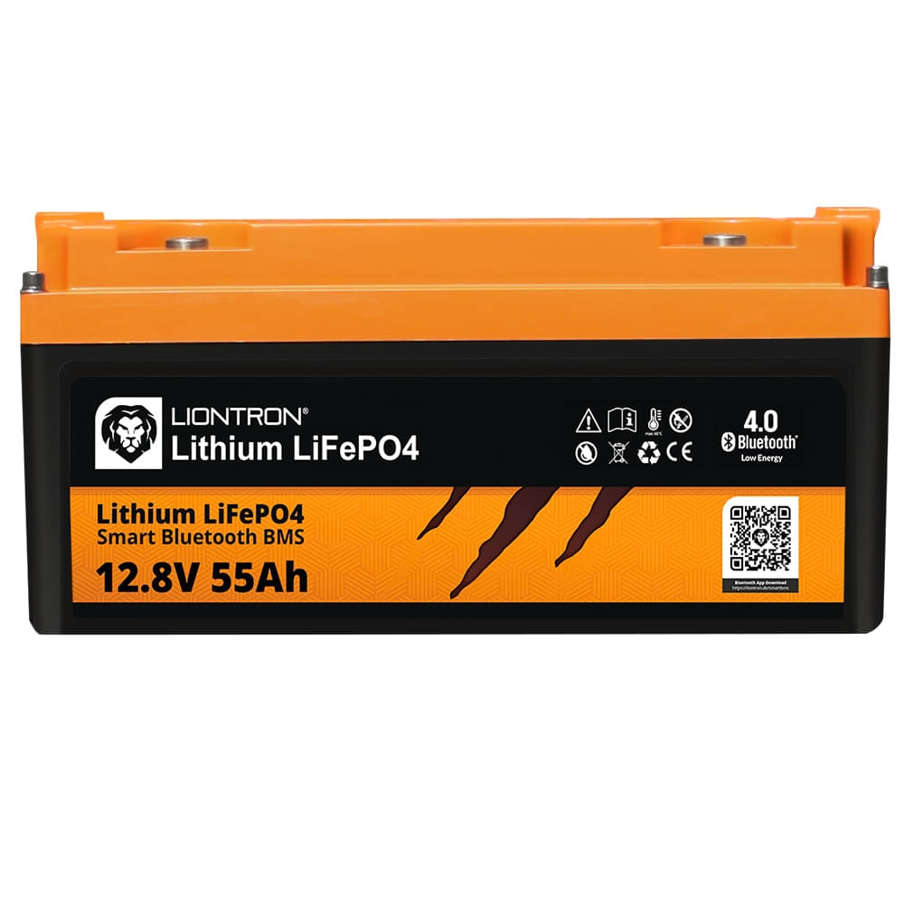 LIONTRON Lithium-Batterie LiFePO4 12-8V 55Ah LX Smart BMS mit Bluetooth- Marine IP67 - LISMART1255LX-M