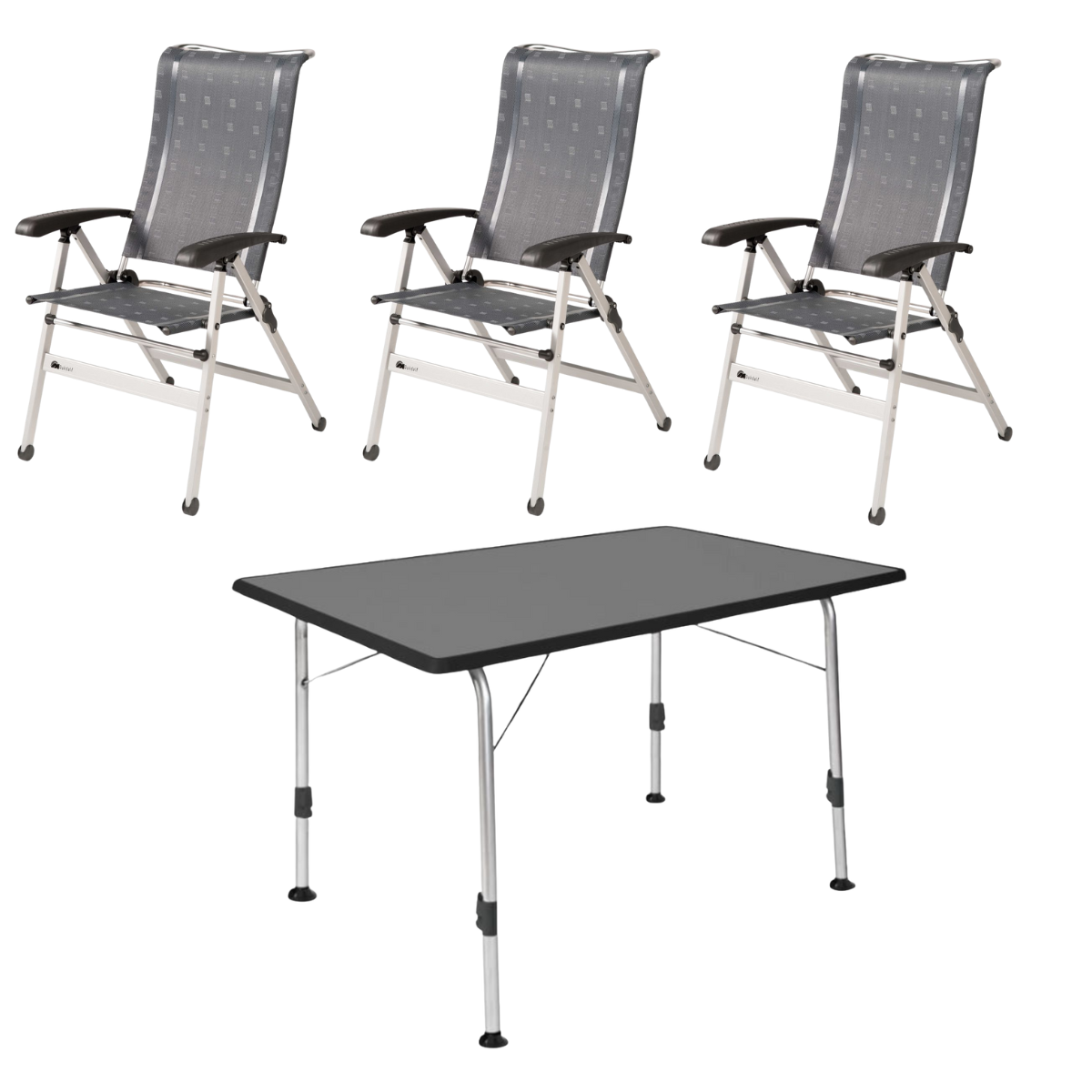 DUKDALF Stuhl Cha Cha anthrazit 3er-Set & Tisch STABILIC III 115x70 cm anthrazit DUKDALF Stuhl Cha Cha anthrazit 3er-Set - Tisch STABILIC III 115x70 cm anthrazit - 42-02-0677-4 40-24-1157.4