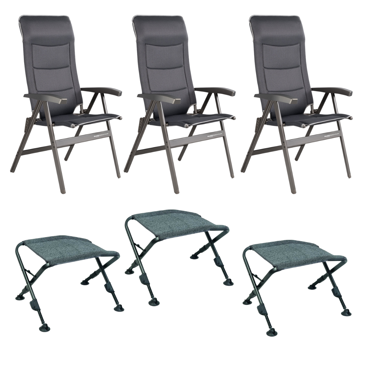 WESTFIELD Campingstuhl Noblesse Grande grey melange & Beinauflagen OBLIGE 3er-Set WESTFIELD Campingstuhl Noblesse Grande grey melange - Beinauflagen OBLIGE 3er-Set - 101-102 GM 101-806 GM