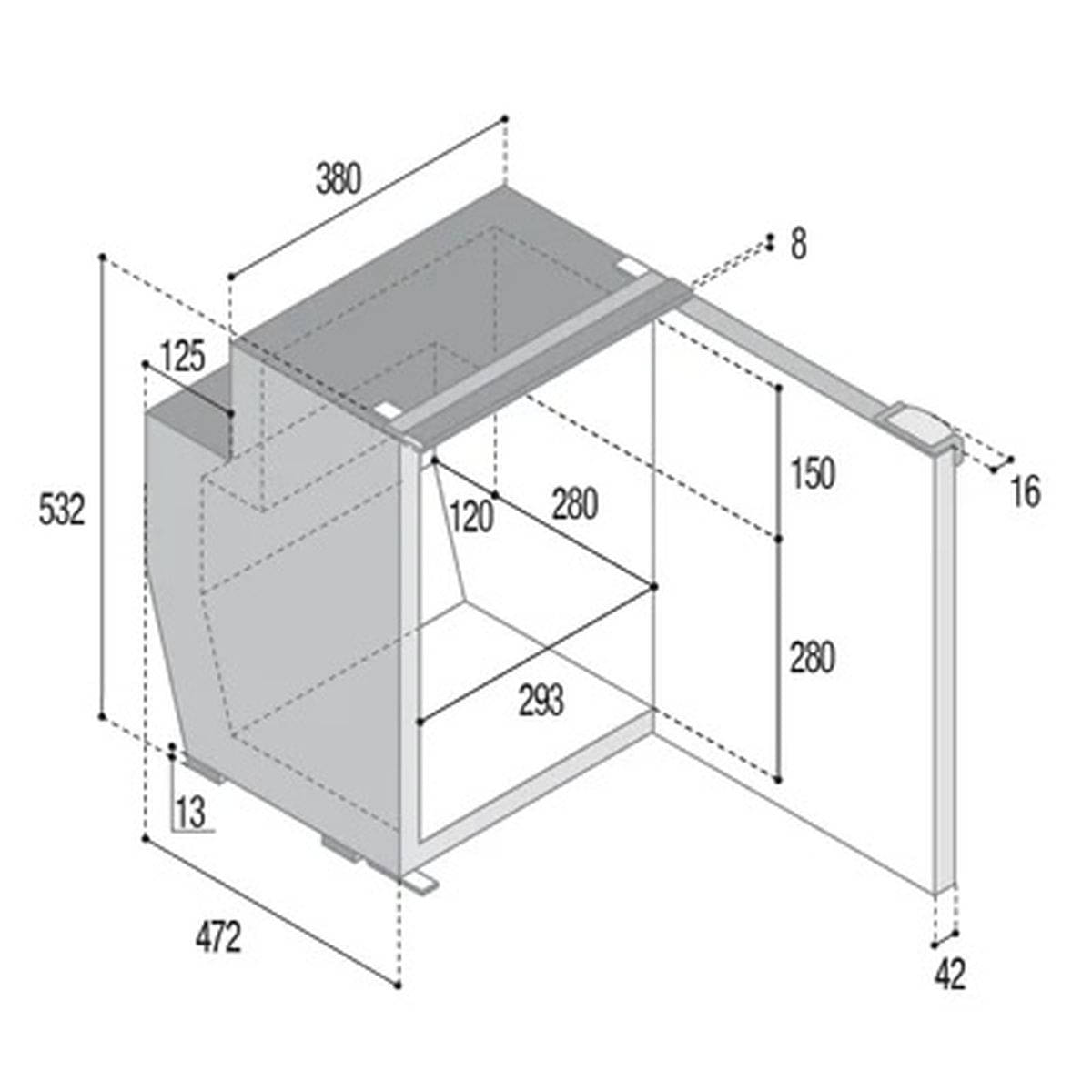 VITRIFRIGO Kompressor-Kuehlschrank C51i CHR 12-24 V 51 L mit Gefrierfach Grau