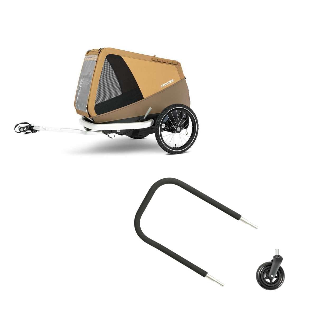 CROOZER Hundefahrradanhänger Dog Enna Sundown Yellow mit Buggy-Set