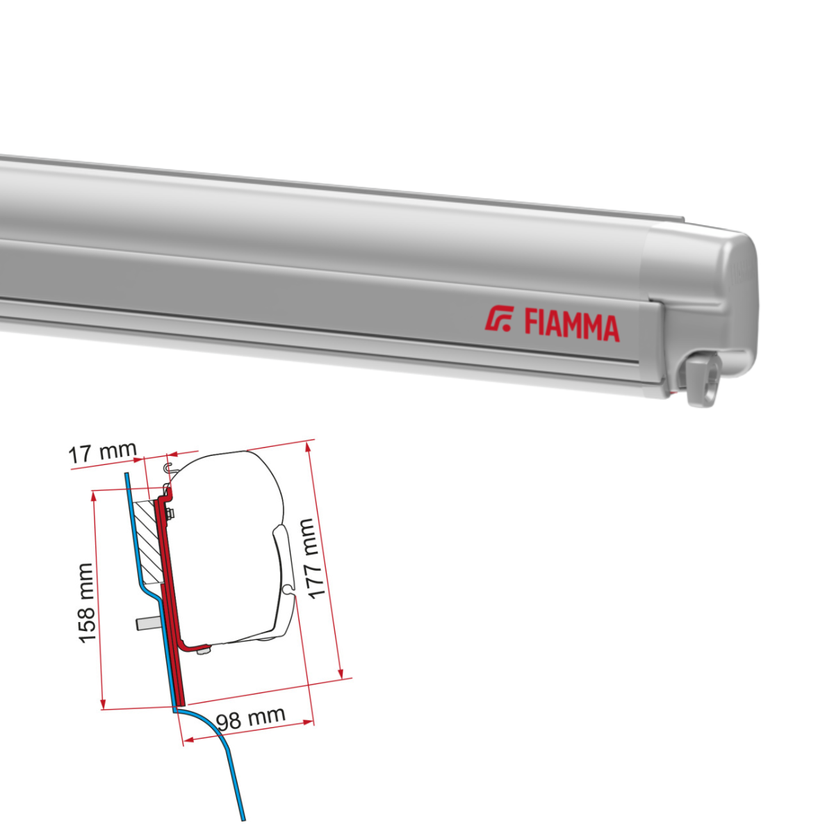Markise FIAMMA F45 S 260 Royal grey Gehaeuse titanium inkl. Adapterkit Ford Custom Nugget High Roof a - 06290H01R 98655Z023