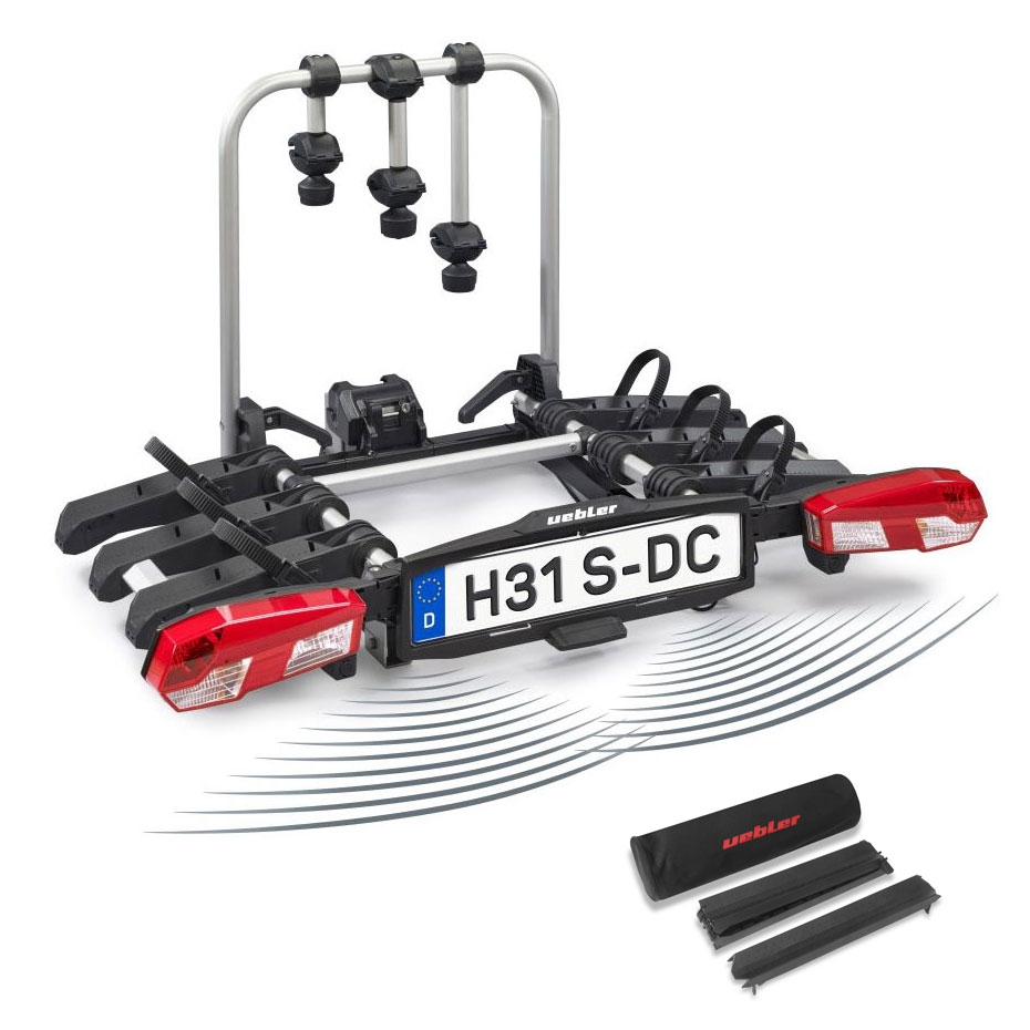 UEBLER H31 S DC Fahrradtraeger 18180-DC 3 Raeder 90° faltbar Rueckfahrkontrolle inkl. Auffahrschiene