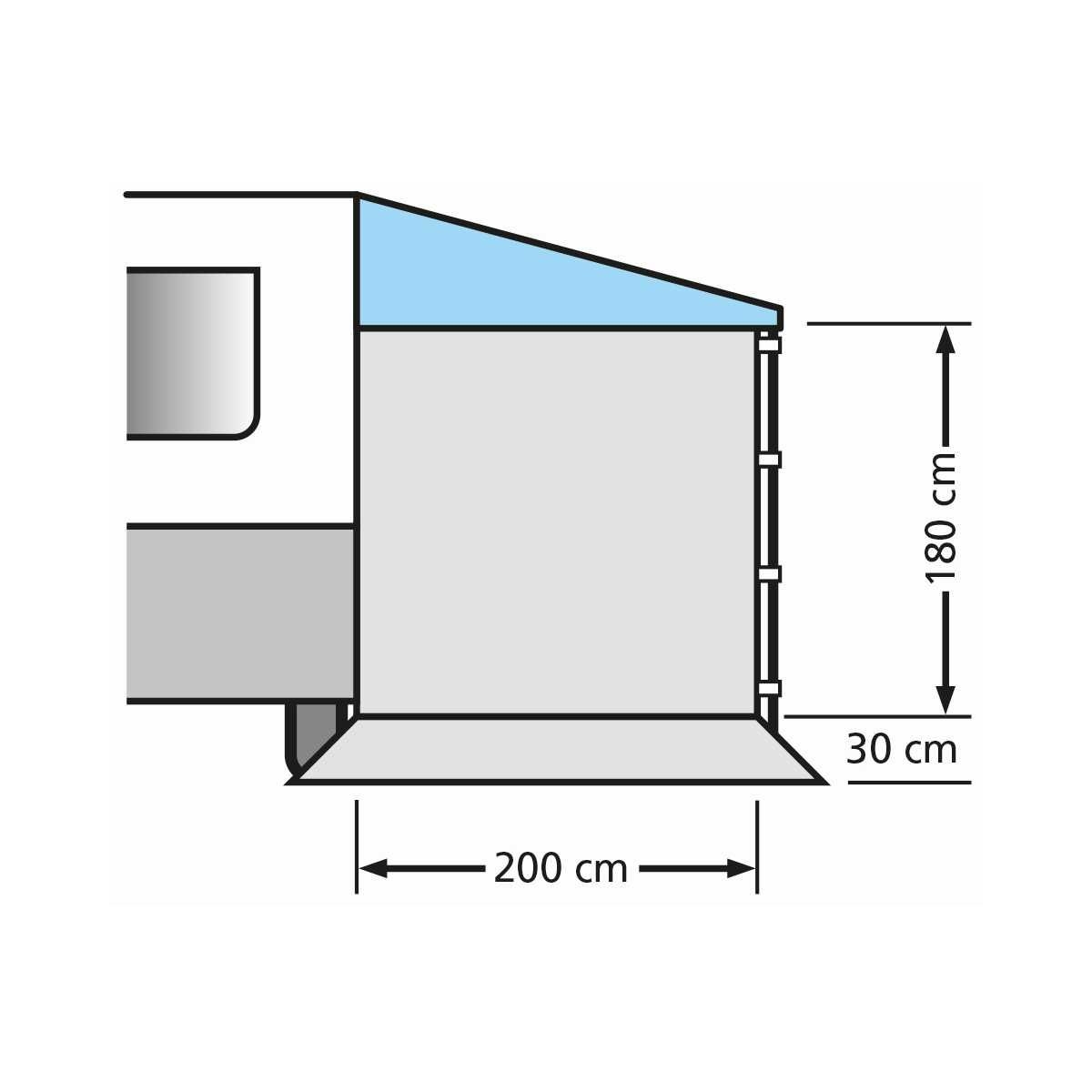 EuroTrail Seitenwand Universal ohne Fenster fuer Sonnendach 240 x 180 cm - ETCT0024.240