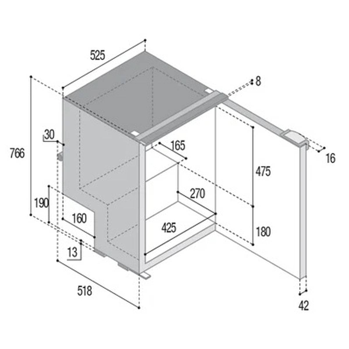 VITRIFRIGO Kompressor-Kühlschrank C115i CHR 12/24 V 115 L mit Gefrierfach Grau VITRIFRIGO Kompressor-Kuehlschrank C115i CHR 12-24 V 115 L mit Gefrierfach Grau
