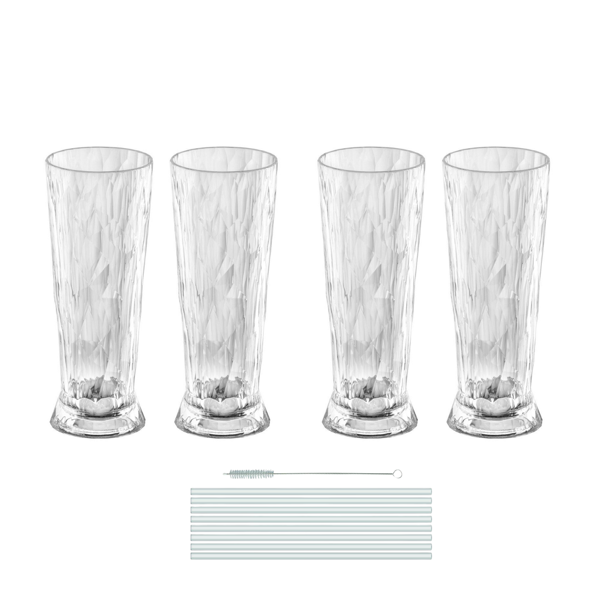 KOZIOL Superglas CLUB NO. 11 Bierglas 500 ml 4er-Set - Trinkhalme