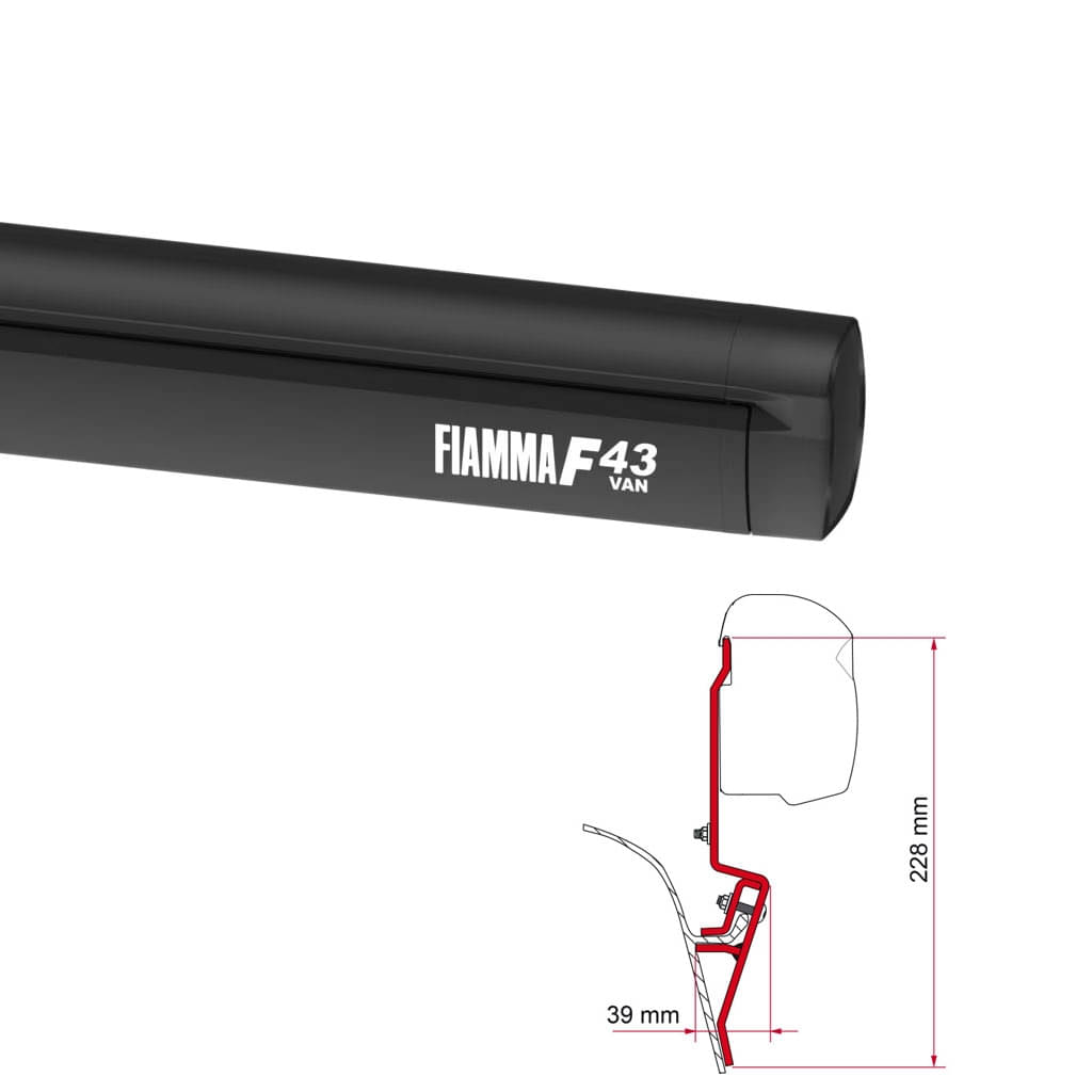 FIAMMA Markise F43 Van 270 Deep black inkl- Adapterkit VW T3 Bj. 1979 - 1990 H1-08833A02R 98655-035