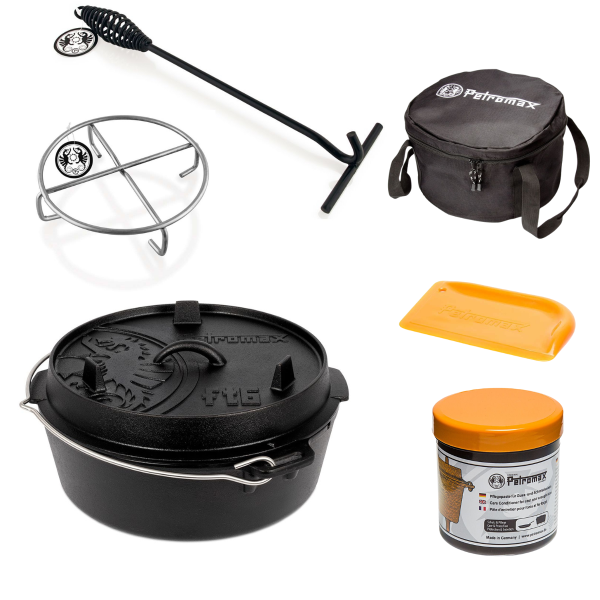 PETROMAX Feuertopf ft6-t Dutch Oven planer Boden Premium-Set PETROMAX Feuertopf ft6-t Dutch Oven planer Boden Premium-Set ft6-t ftdh ft-pflege ftus os