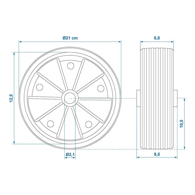 ProPlus Ersatzrad fuer Stuetzrad Kunststoff-Felge mit Vollgummi-Reifen 220 x 70 mm - 341549