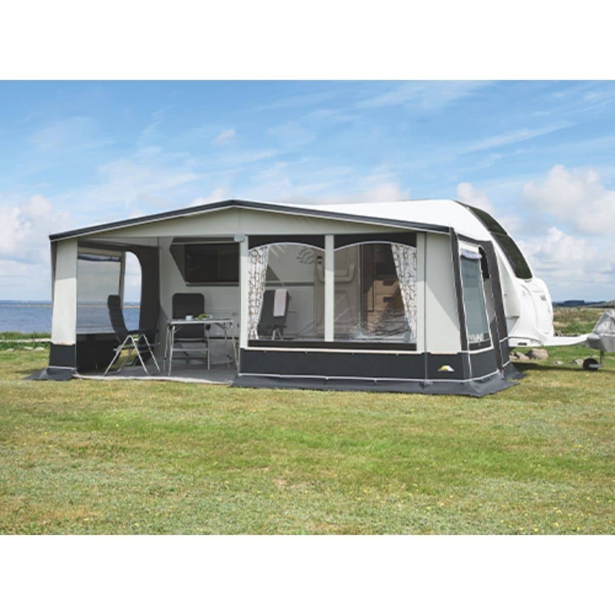 DWT Wohnwagen-Vorzelt JUBILEE 40 Gr. 16 Umlaufmass 1001-1030 cm Tiefe 240 cm Travel-Paket Alu-Gestaeng - 122156TALU