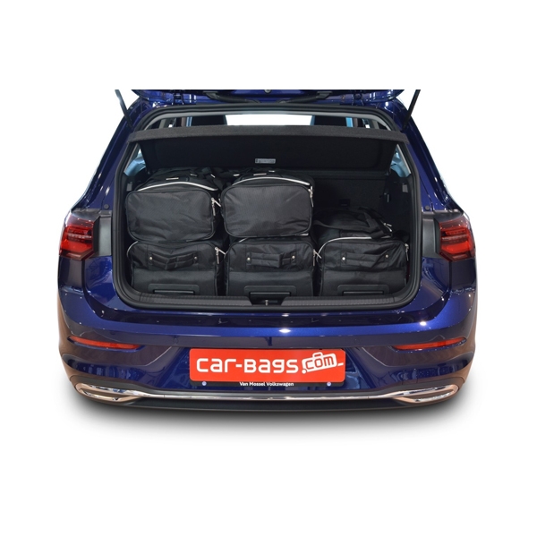 Car Bags V13801S VW Golf 8 5-T- Bj- 20- Reisetaschen Set- Verstellbarer Ladeboden in oberer Position- Auf Ihr Auto massgeschneidert- Das Original