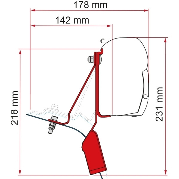 Markise FIAMMA F45 S 260 Royal grey Gehaeuse weiss inkl- Adapterkit Ford Custom Nugget Lift Roof Fiamma Art-Nr. 06280H01R-98655Z114