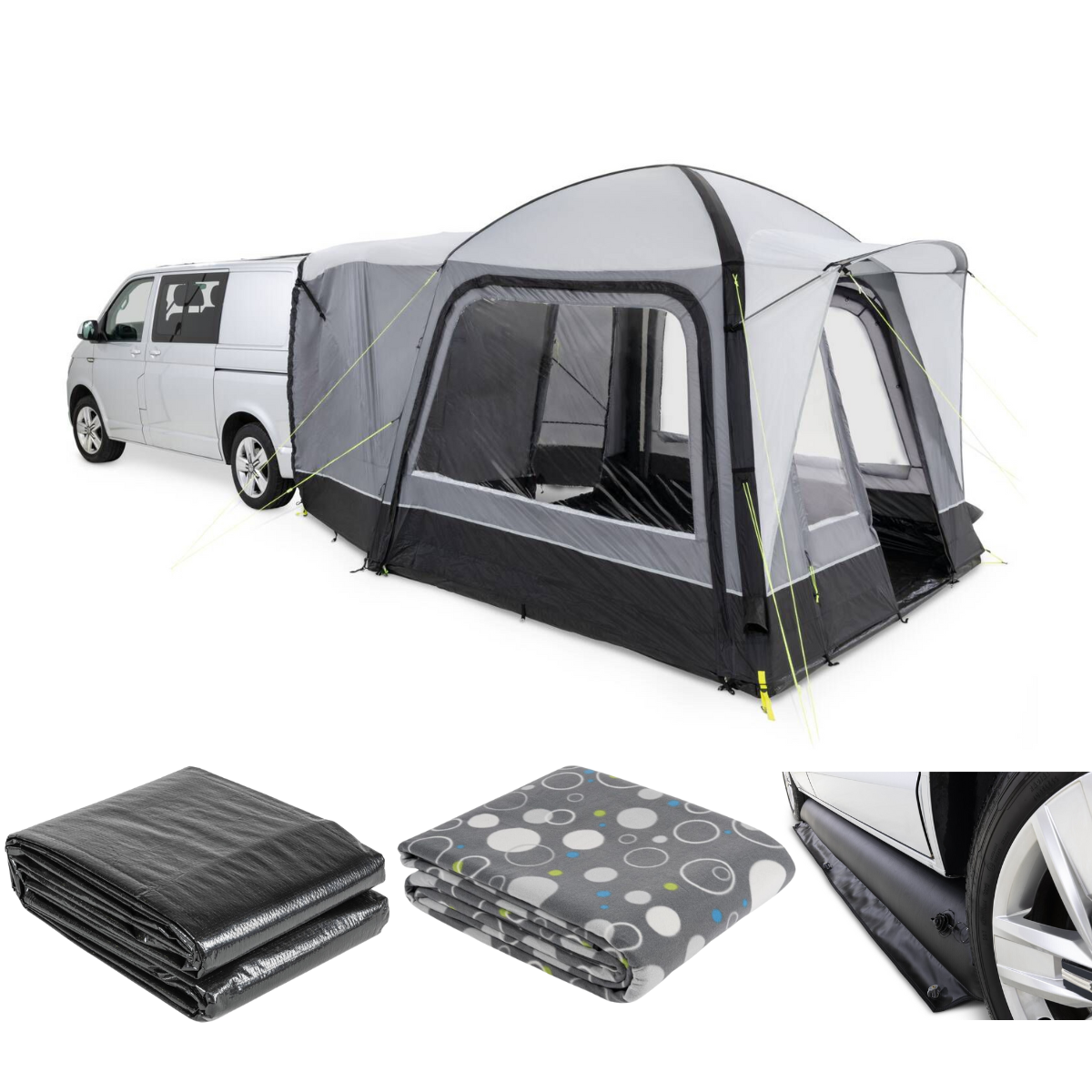 Kampa Cross AIR TG aufblasbares Driveaway-Vorzelt- Breite 2-7 m inkl. aufblasbare Bodenschuerze- Zeltteppich und Zeltunterlage