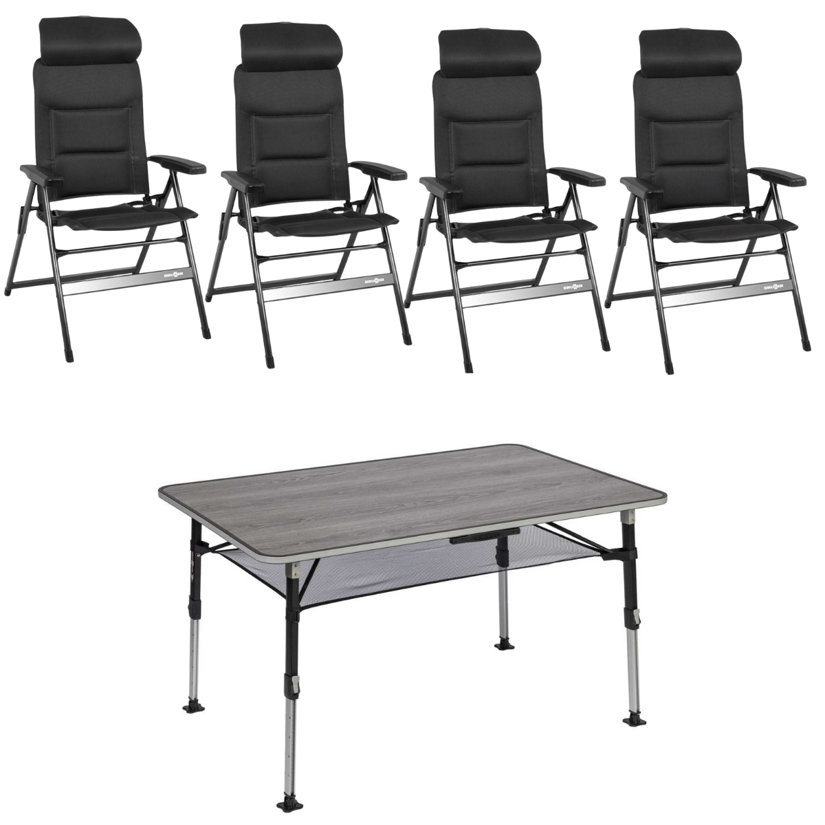 BRUNNER Campingstuhl ARAVEL H2L anthrazit 4er-Set - Tisch ELU NG 120 - 0404052N.C09 0406043N
