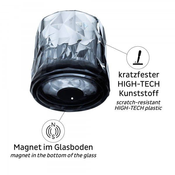 SILWY Magnet Kunststoffglaeser TUMBLER -2er Set- Hightech grey KO-WH-G-2