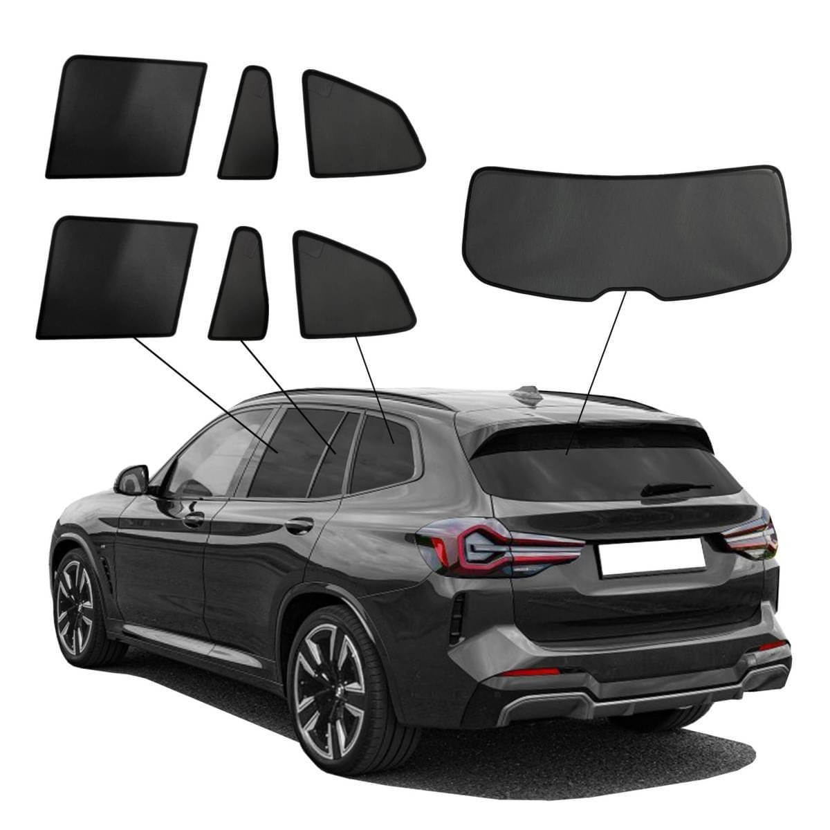 WINDESA SunClip Sonnenschutz - Sichtschutz BMW iX3 Bj. 2017-2021 Set ABC - sun-10428abc