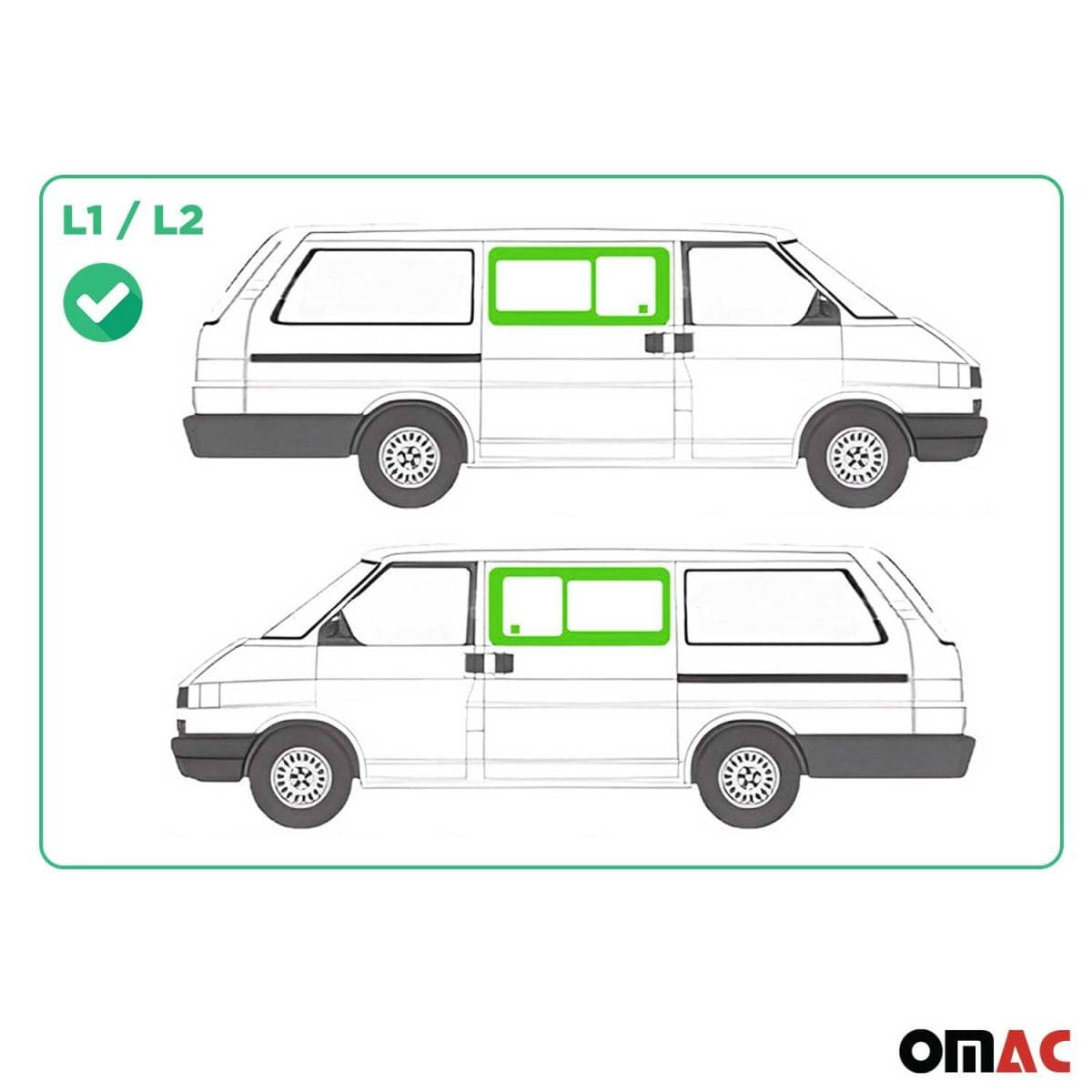 OMAC Seitenfenster Schiebefenster für VW T4 L1/L2 Bj. 1990-2003 2er-Set Vorne Links/Rechts OMAC Seitenfenster Schiebefenster fuer VW T4 L1-L2 Bj. 1990-2003 2er-Set Vorne Links-Rechts - G002399