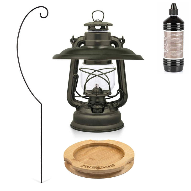 FEUERHAND Sturmlaterne 276 Olive Premium-Set 2.0