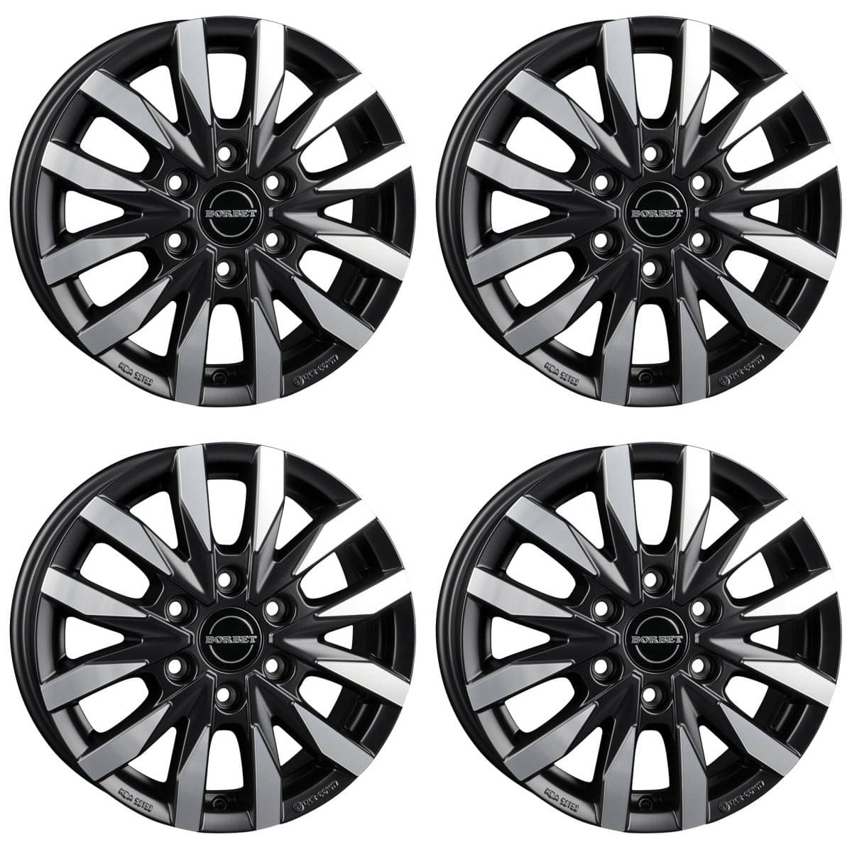 BORBET Alufelge CW6 black polished matt 16 Zoll fuer MB Sprinter 4x4 - VW Crafter 4x4 4er-Set - CW6 65654130684-1BPM-T